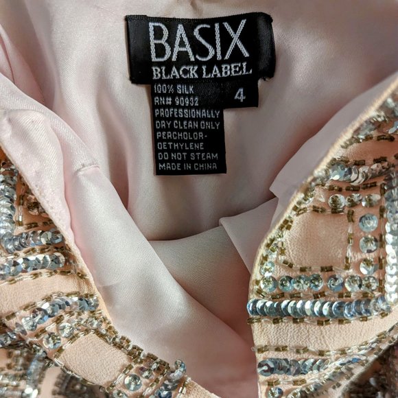 Basix Black Label spaghetti strap beaded Diamond Cocktail Dress - Size 4 - Picture 5 of 9